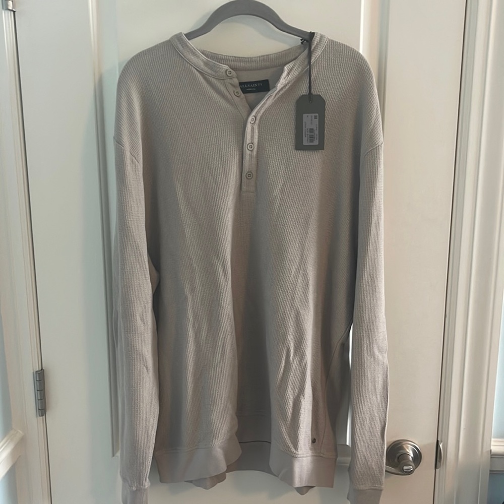 All Saints Long Sleeve Henley (Oversized Fit)